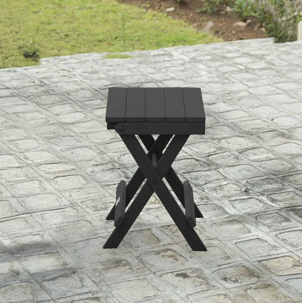 English Elm Riverstone Recycled Hdpe Folding Outdoor Bistro Table Weatherproof Patio Balcony Black B2745P409699