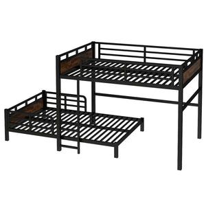 English Elm Full Xl Metal Bunk Bed - Versatile Loft & Platform Configuration With Vintage Wood Accents & Safety W1580S00228