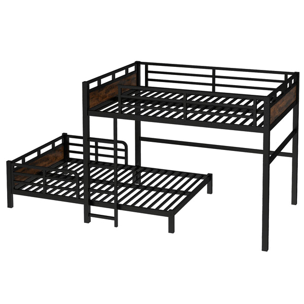English Elm Full Xl Metal Bunk Bed - Versatile Loft & Platform Configuration With Vintage Wood Accents & Safety W1580S00228