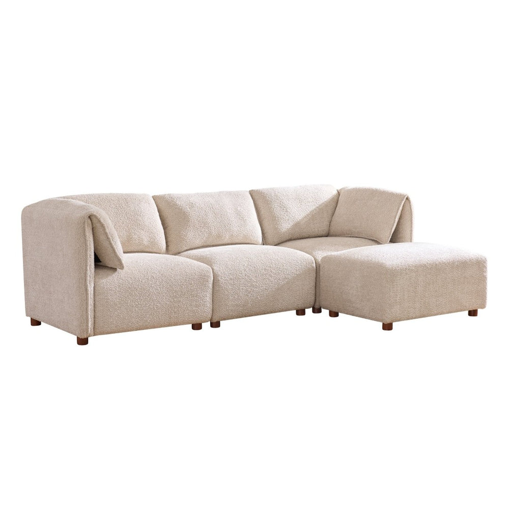 English Elm Aura Boucle Modular Sectional Sofa with Ottoman Four Piece L Shape Living Room Couch N773IS00115S