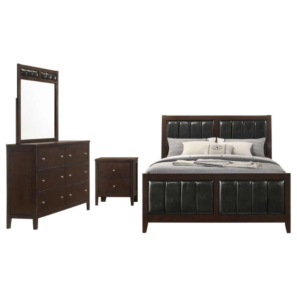 English Elm Warwick Queen Bedroom Set with Leatherette Headboard in Modern Cocoa Finish B062S00740
