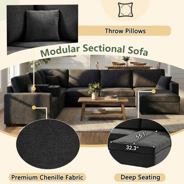 English Elm Swivel Barrel Accent Chair Chenille Tufted Round Club Seat for Living Room Lounge Black N719S002350B