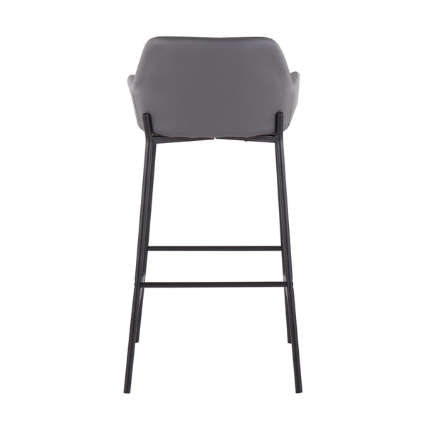English Elm Daniella Industrial Bar Stool Set - Black Metal & Grey Faux Leather, Stylish Comfort For Small Spaces B202S00536