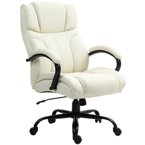 English Elm Vinsetto Big And Tall Office Chair - Ergonomic Executive Seat, Adjustable Height, Cream Linen Finish W2225P217954-GIGA