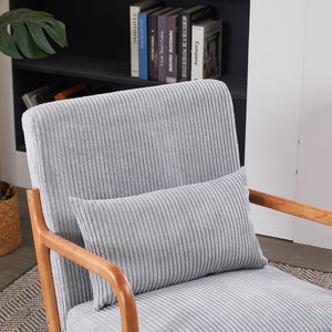 English Elm Mid-Century Upholstered Accent Chair Light Gray — Ergonomic Solid Wood Frame, Cozy Reading Pillow, Versatile Home Seating W2989P295270