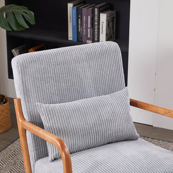 English Elm Mid-Century Upholstered Accent Chair Light Gray — Ergonomic Solid Wood Frame, Cozy Reading Pillow, Versatile Home Seating W2989P295270
