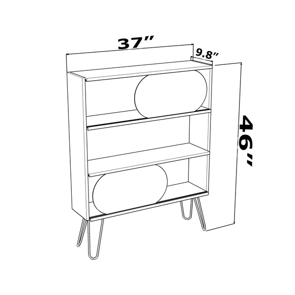 English Elm Illia Modern 3-Tier Bookcase White - Open Wood Frame Shelves with Metal Legs, Compact & Durable B029P330337