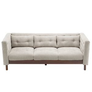 English Elm Christopher Knight Home® - 78" Upholstered Sofa with Tufted Linen-Like Fabric, Deep 19" Seat, Sturdy Rubber Wood Legs, 900lb Capacity Gray+Beige N763P243921A