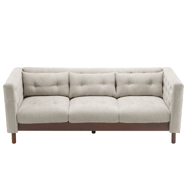 English Elm Christopher Knight Home® - 78" Upholstered Sofa with Tufted Linen-Like Fabric, Deep 19" Seat, Sturdy Rubber Wood Legs, 900lb Capacity Gray+Beige N763P243921A