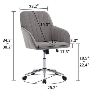 English Elm Ty Ergonomic Swivel Office Chair - Luxurious Gray Velvet, Memory Foam Comfort For Extended Sitting W2311P199108-GIGA