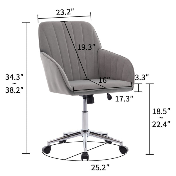English Elm Ty Ergonomic Swivel Office Chair - Luxurious Gray Velvet, Memory Foam Comfort For Extended Sitting W2311P199108-GIGA