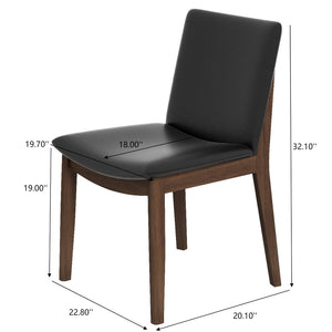 English Elm Solid Wood Frame Mid-century Dining Chairs Set of 2 with Curved Back Black Upholstery B183P201767