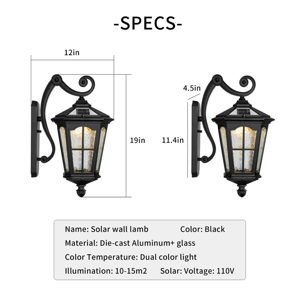 English Elm Black Solar Outdoor Wall Sconce Ip65 Aluminum Geometric Gate Garden Patio Light W5008P392750