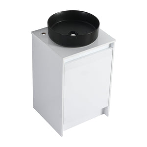 English Elm 20" Freestanding Bathroom Cabinet With Art Ceramic Sink, Soft Close Doors, Modern Glossy White Design W999S00386