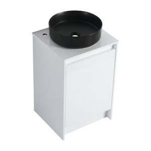 English Elm 20" Freestanding Vanity with Ceramic Sink Soft Close Storage Glossy White Bath W999S00386