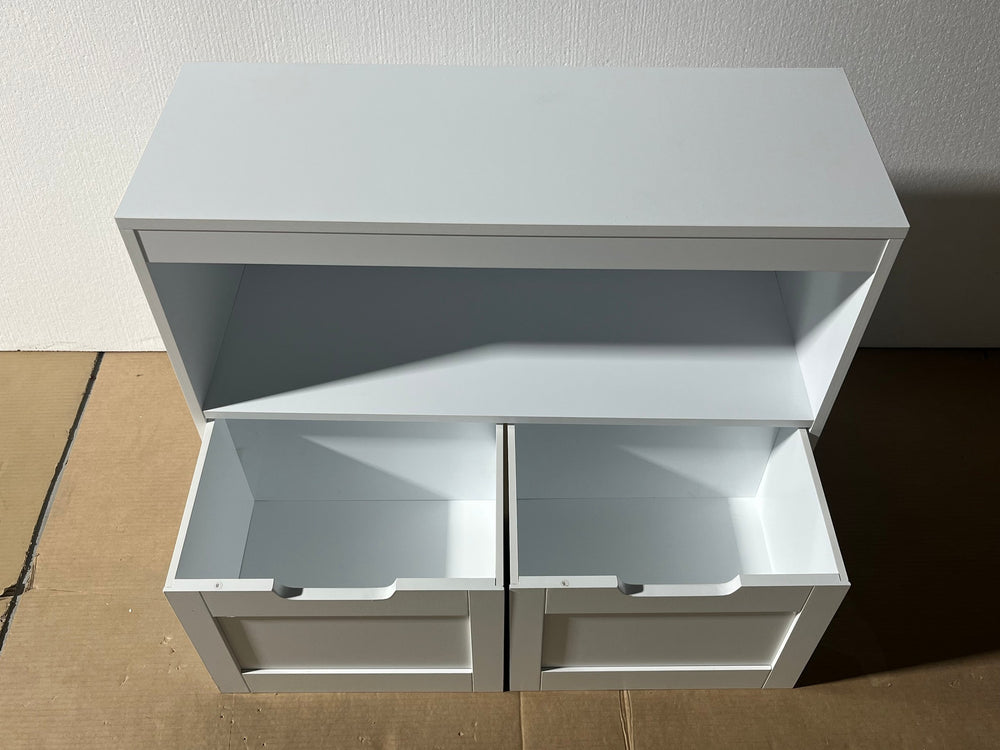 English Elm Book Kids Toy Organizer Cabinet with Large Drawers, Open Shelves, Removable Wheels & Anti-Tip Device W808P252029