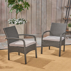 English Elm Christopher Knight Home® - CORDOBA PE Rattan Wicker Chair with Iron Frame and Waterproof Cushion for Durable Outdoor Seating Grey 57459.00GRY