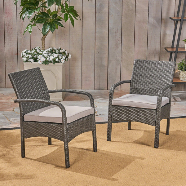 English Elm Christopher Knight Home® - CORDOBA PE Rattan Wicker Chair with Iron Frame and Waterproof Cushion for Durable Outdoor Seating Grey 57459.00GRY
