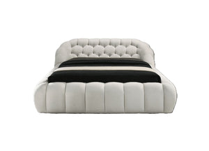 English Elm Modern Tufted Queen Platform Bed Upholstered Chenille Frame for Contemporary Bedroom B2741S00823