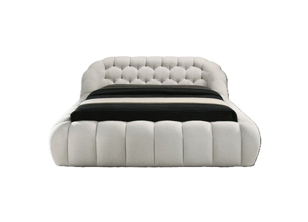 English Elm Modern Tufted Queen Platform Bed Upholstered Chenille Frame for Contemporary Bedroom B2741S00823