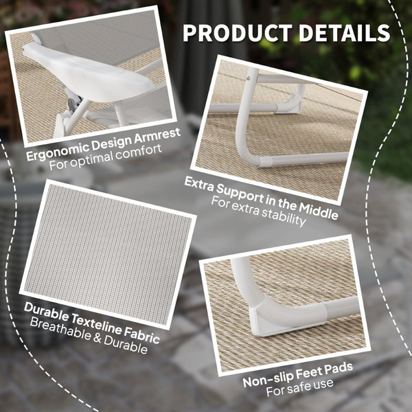 English Elm Outdoor Folding Chaise Lounge with Mesh Fabric Steel Frame and Adjustable Backrest T3971P445638