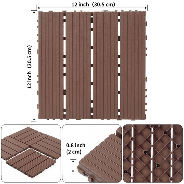 English Elm Plastic Snap Together Patio Deck Tiles Waterproof Polypropylene 44 Sq Ft Pool Area W3022P251839