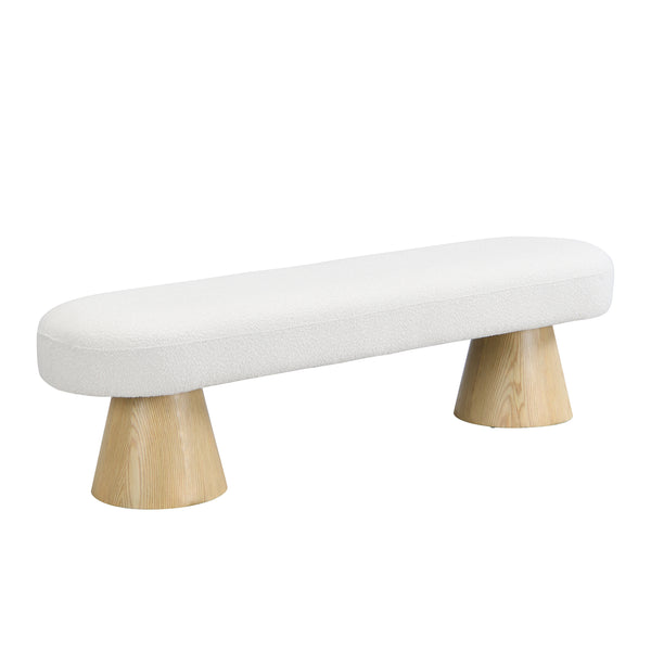 English Elm Christopher Knight Home® - Dining 64" Modern Farmhouse Storage Bench with Bouclé Upholstery and Solid Wood Legs, Durable and Stylish Beige N779P271401B