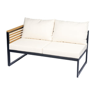 English Elm Outdoor Acacia Wood Iron Frame 4 Piece Corner Sectional Patio Lounge Set N757S454250B