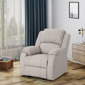 English Elm Christopher Knight Home® - Manual Recliner Chair Linen Upholstery, Compact Space-Saving Design with Dual-Angle Lever for Cozy Relaxation Beige 62812.00BGE