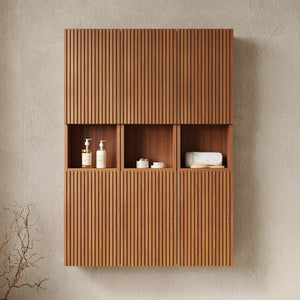 English Elm Mitch Modular Wall Mounted Cabinet Set Oak Woodgrain Soft Close Bathroom Storage W2615S00523