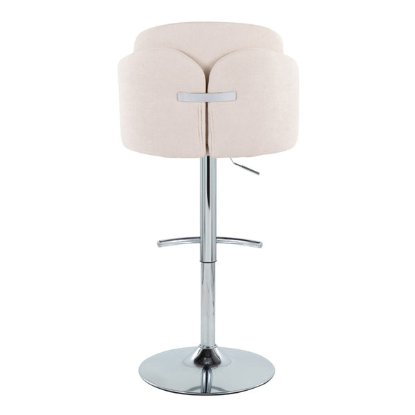 English Elm Fixed-height Swivel Counter Stools with Faux Leather Seats and Chrome Footrest Set of 2 Cream B202S02174