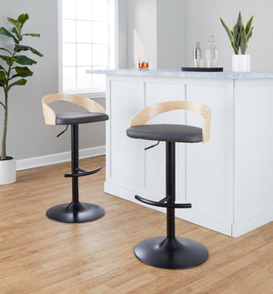 English Elm Adjustable Swivel Barstools Set of 3 Faux Leather Metal Wood Counter Height B202S02025