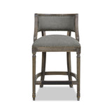 English Elm Paris 26.5” Farmhouse Counter Height Bar Stool With Backrest, Heathered Grey Linen