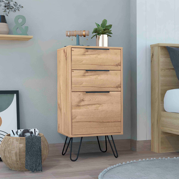 English Elm Augusta Light Oak Dresser with Hairpin Legs — Superior Top, 3 Spacious Drawers, Compact Stylish Storage B07091822