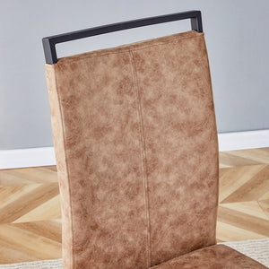 English Elm 1 Contemporary 5-Piece Dining Set With Tempered Glass Tabletop & 4 Brown Fabric Chairs For Home W1151S04027