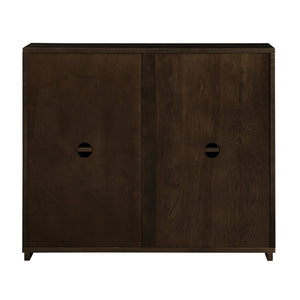 English Elm Mid Century Modern V-Shape Storage Cabinet - Stylish Buffet & Coffee Bar For Narrow Spaces, Brown W1801P362147