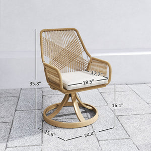 English Elm Outdoor Swivel Patio Chairs Set of 2 Handwoven Pe Rattan Steel Frame 360 Rotate T3971P444319