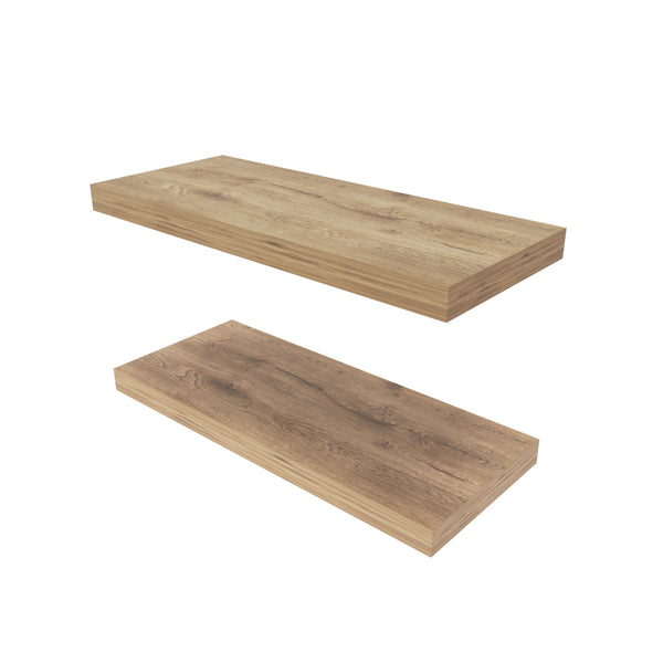 English Elm Macadamia Floating Shelves Set of 2 — Warm Melamine Wall-Mounted Rustic Minimalist Storage, 31.5" B062P357532