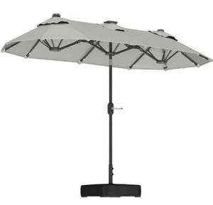 English Elm Outdoor Double Canopy Patio Umbrella with Solar Led Lights and Tilt Function T3971P427146