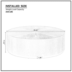 English Elm 35.43 Inch Round Drum Coffee Table Wood Veneer Mdf Pedestal Base for Living Room W2582P389443