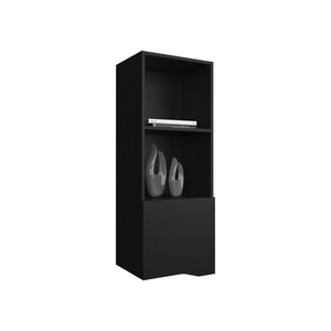 English Elm Wall Engineered Wood Cabinet with Single Door and Two Shelves for Kitchen Storage, Modern Durable Design Black 44.09 L x 16.14 W x 2.76 H B097P250868