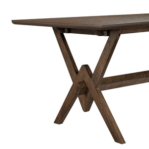 English Elm Christopher Knight Home® - 63" Double V Dining Table with Solid Wood Base, Farmhouse Rustic Grain, Seats 6, Durable Dovetail Craftsmanship Walnut N771P330587T