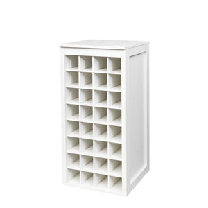 English Elm White Modular 32 Bottle Wine Rack Cabinet Compact Tower for Dining or Home Bar W331P195806