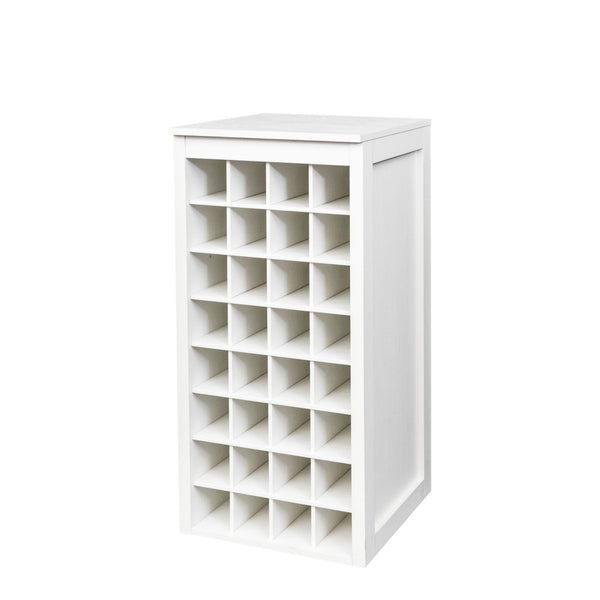 English Elm White Modular 32 Bottle Wine Rack Cabinet Compact Tower for Dining or Home Bar W331P195806