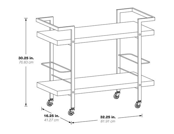 OSP Home Furnishings Alios Serving Cart White/Gold