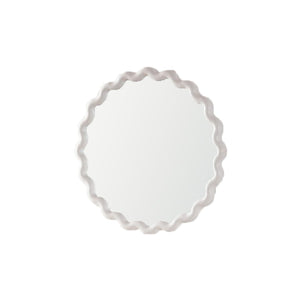 English Elm White Matte Scalloped Round Mirror Petal Wavy Frame for Bedroom or Bathroom W3081P391521