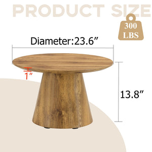 English Elm Natural Wood Grain Mdf Round Coffee Table for Small Living Rooms and Cozy Spaces W2920P375102
