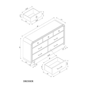 English Elm Malco Solid Wood Chest with Acrylic Bar Handles, Gold Detailing, Rounded Edges and Spacious Drawers Oak 71.25 L x 20.5 W x 40.25 H B201P391805
