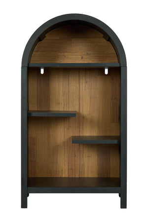 English Elm 4-tier Arched Freestanding Bookcase with Lattice Doors Open Display and Cabinet Storage W3123P485378
