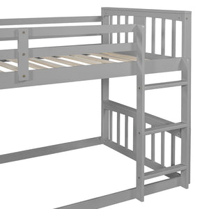 English Elm Twin Over Bunk Bed Solid Pine Frame Gray Finish with Guardrail for Kids N708P429640E